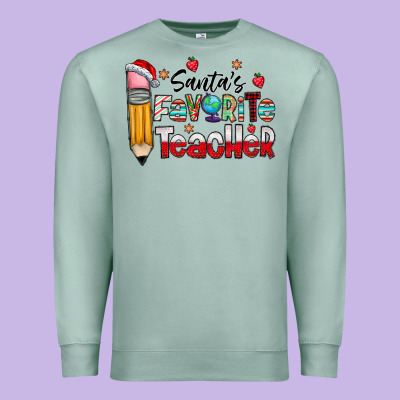 Santa Favorite Teacher Premium Sweatshirt Designed By Cowhidedigitalart