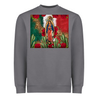 Storm Our Lady Of Guadalupe Mexican Flag Roses Cactus Heavyweight Sweatshirt - FaDigitalArtStudio