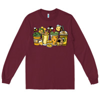 Burgundy Honey bee coffee cups Long Sleeve Tee - HowdyJamesFarm