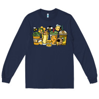 Navy Honey bee coffee cups Long Sleeve Tee - HowdyJamesFarm