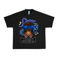 Black Cheer Mom Afro Messy Bun Urban Heavy Tee - texasbilliewilder
