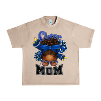 French Oak Cheer Mom Afro Messy Bun Urban Heavy Tee - texasbilliewilder