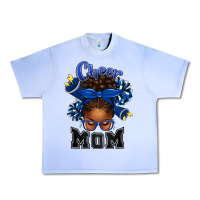 Cheer Mom Afro Messy Bun Urban Heavy Tee | Teevron