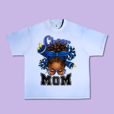 Cheer Mom Afro Messy Bun Urban Heavy Tee Designed By Texasbilliewilder