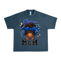 Midnight Navy Cheer Mom Afro Messy Bun Urban Heavy Tee - texasbilliewilder