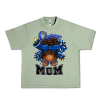 Oil Green Cheer Mom Afro Messy Bun Urban Heavy Tee - texasbilliewilder