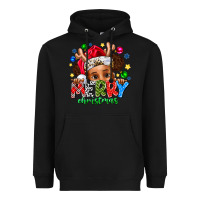 Black Merry Christmas Heavyweight Hoodie - CowhideDigitalArt