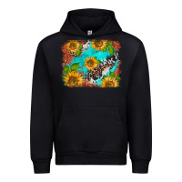 Black western sunflowers turquoise cowhide  tooled leather Urban Hoodie - BarkalooDesign