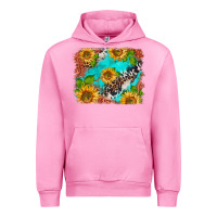 Fuchsia Pink western sunflowers turquoise cowhide  tooled leather Urban Hoodie - BarkalooDesign