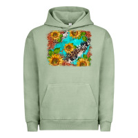 Pigment Oil Green western sunflowers turquoise cowhide  tooled leather Urban Hoodie - BarkalooDesign