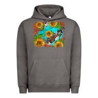 Pigment Tornado western sunflowers turquoise cowhide  tooled leather Urban Hoodie - BarkalooDesign