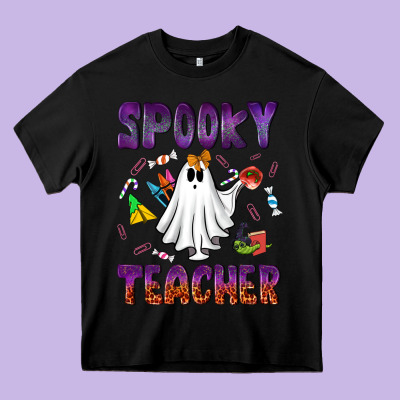 Spooky Teacher Heavy Core Tee Designed By Nancycooperartshop