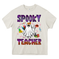 Cream spooky teacher Heavy Core Tee - NancyCooperArtShop