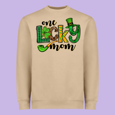 One Lucky Mom St. Patrick's Heavyweight Sweatshirt Designed By Oliviacreatesart