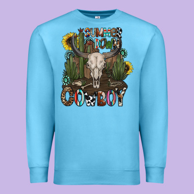 Summer Down Cowboy Premium Sweatshirt Designed By Cowhidedigitalart