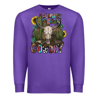 Purple summer down cowboy Premium Sweatshirt - CowhideDigitalArt