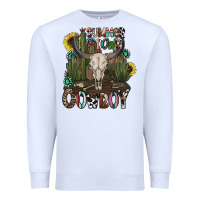 White summer down cowboy Premium Sweatshirt - CowhideDigitalArt