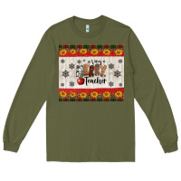 Army Green very merry teacher Long Sleeve Tee - Jasminsmagicworld