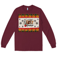 Burgundy very merry teacher Long Sleeve Tee - Jasminsmagicworld