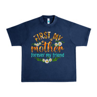 Navy First My Mother Forever My Friend with Daisies Urban Heavy Tee - texasbilliewilder