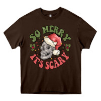 Chocolate Brown so merry it's scary Heavy Core Tee - MaliasSmallBusiness