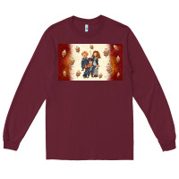 Burgundy cartoon wizards Long Sleeve Tee - TumblerDesignByShophia