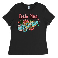Black little miss sixth grade Ladies Tee - RanaPortraitStore
