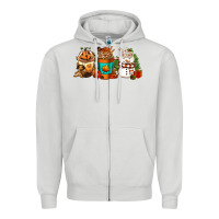 Dove Grey Halloween thanksgiving christmas coffee cups Zipper Hoodie - FaDigitalArtStudio