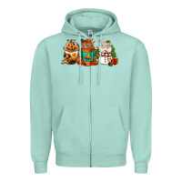 Seafoam Halloween thanksgiving christmas coffee cups Zipper Hoodie - FaDigitalArtStudio