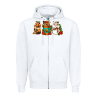 White Halloween thanksgiving christmas coffee cups Zipper Hoodie - FaDigitalArtStudio