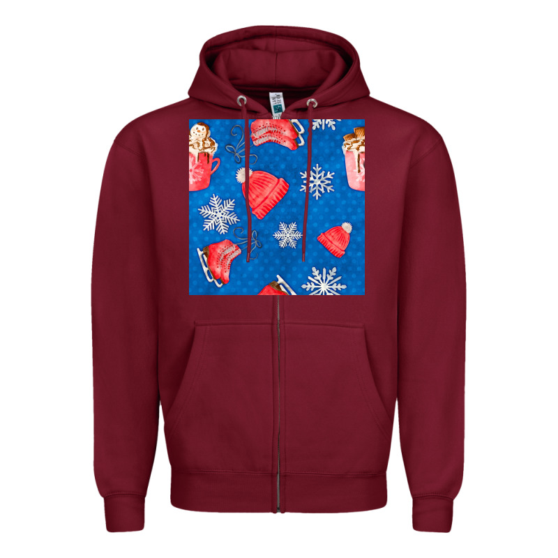 Winter  Snowflakes Hot Cocoa Ice Skating Shoes Zipper Hoodie by FaDigitalArtStudio | Teevron