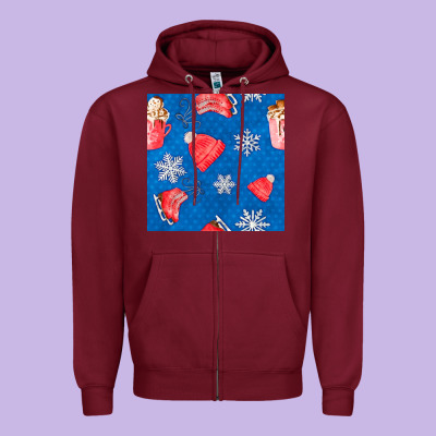 Winter  Snowflakes Hot Cocoa Ice Skating Shoes Zipper Hoodie Designed By Fadigitalartstudio