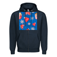Navy winter  snowflakes hot cocoa ice skating shoes Zipper Hoodie - FaDigitalArtStudio