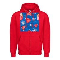 Red winter  snowflakes hot cocoa ice skating shoes Zipper Hoodie - FaDigitalArtStudio