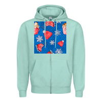 Seafoam winter  snowflakes hot cocoa ice skating shoes Zipper Hoodie - FaDigitalArtStudio
