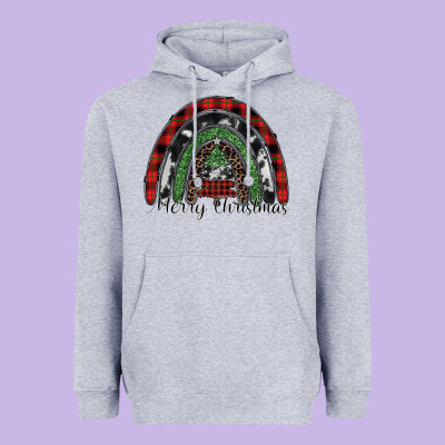 Merry Christmas Rainbow Heavyweight Hoodie Designed By Cowhidedigitalart