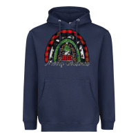 Navy Merry Christmas rainbow Heavyweight Hoodie - CowhideDigitalArt
