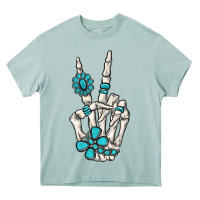 Arona turquoise gemstone skeleton hand Heavy Core Tee - MaliasSmallBusiness