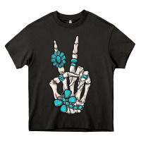 Asphalt turquoise gemstone skeleton hand Heavy Core Tee - MaliasSmallBusiness