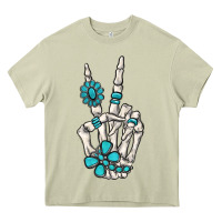 Mossy turquoise gemstone skeleton hand Heavy Core Tee - MaliasSmallBusiness