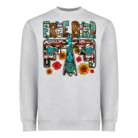 Heather Grey western free bird Heavyweight Sweatshirt - OliviaCreatesArt