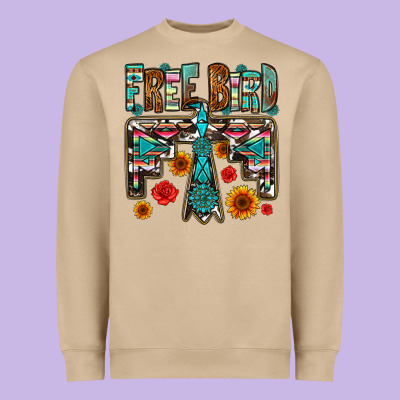 Western Free Bird Heavyweight Sweatshirt Designed By Oliviacreatesart