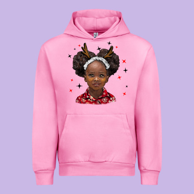 Christmas African Girl Urban Hoodie Designed By Barkaloodesign