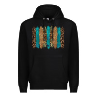 Black glitter turqoise leopard tooled leather background Premium Hoodie - RanaPortraitStore