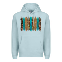 Blue Mist glitter turqoise leopard tooled leather background Premium Hoodie - RanaPortraitStore