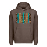 Coffee glitter turqoise leopard tooled leather background Premium Hoodie - RanaPortraitStore