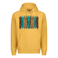 Mustard glitter turqoise leopard tooled leather background Premium Hoodie - RanaPortraitStore