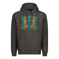 Smoke glitter turqoise leopard tooled leather background Premium Hoodie - RanaPortraitStore