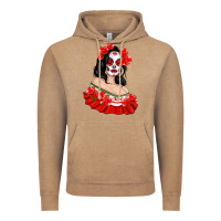 Vintage Coffee Mexicana Skull Girl with Roses Vintage Hoodie - texasbilliewilder