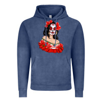 Vintage Denim Mexicana Skull Girl with Roses Vintage Hoodie - texasbilliewilder